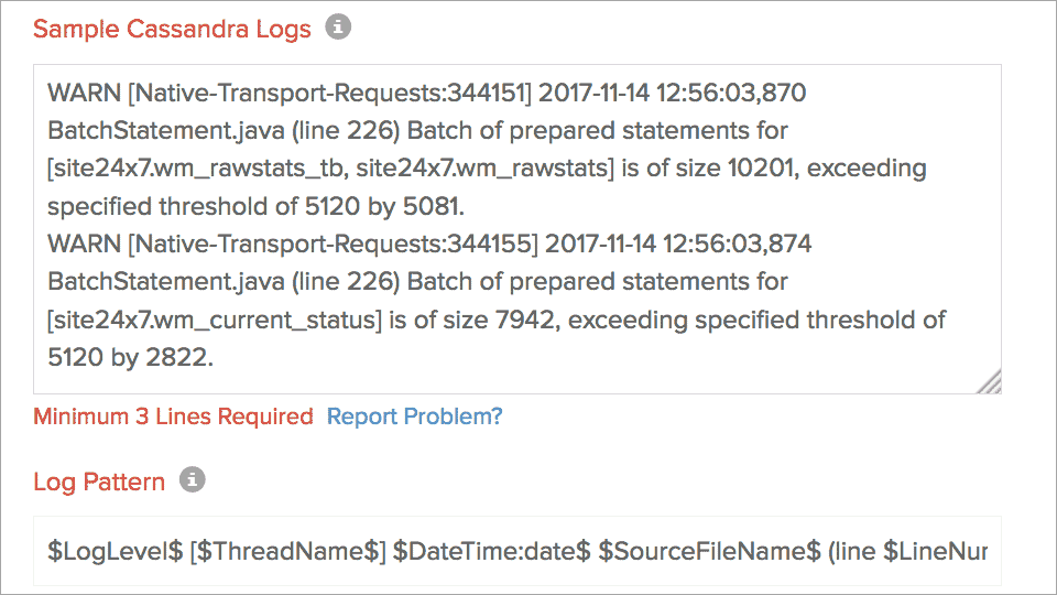 Cassandraログの項目内訳け